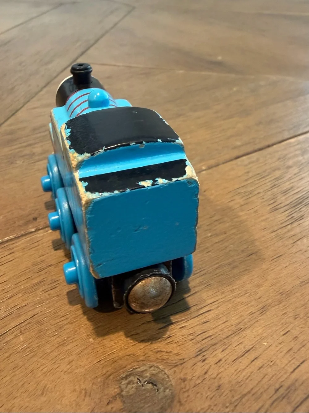 Blue Wooden Train Engine Toy - Classic Number 1
